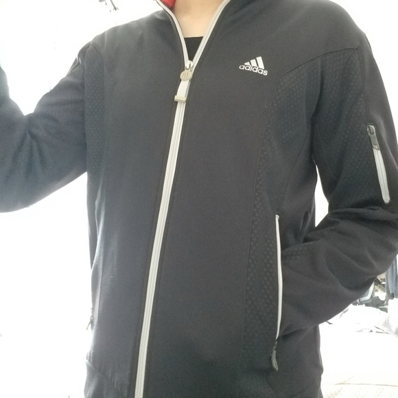 Black Adidas Zip Up Collar Jacket - Picture 5 of 8